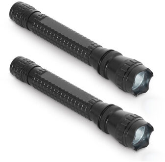 2x Zwarte zaklampen aluminium LED lamp 16 cm