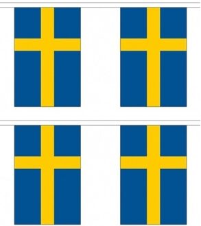 2x Zweden vlaggenlijnen van stof 3 m Multi