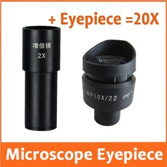 2X10X20X22mm Glas Verstelbare Hoge Eyepoint Groothoek Biologische Microscoop Oculair 23.2mm met Rubber Oog Bewakers Cups 1stk 2X en 1stk WF10X