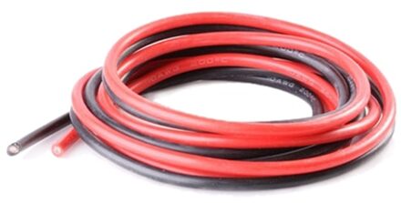 2X1M Lange Rood + Zwart Siliconen Kabel Draad, 10AWG