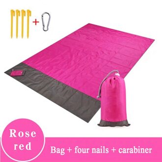 2X2.1M Waterdichte Zak Strand Deken Vouwen Camping Mat Matras Draagbare Lichtgewicht Mat Outdoor Picknick Mat Zand Strand mat roos rood fight grijs / 140 x 200CM