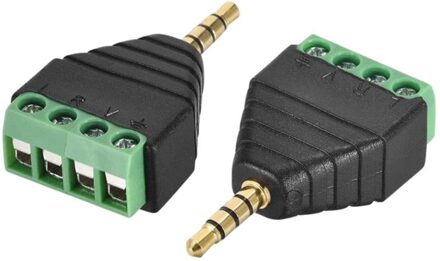 2x3.5mm 1/8 "Stereo 4 Pole Male Plug Naar AV Schroef Video Balun Terminal Adapter Vergulde connector