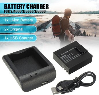 2X3.7V 900Mah Li-Ion Batterij + Usb Kabel Desktop Charger Opladen Voor SJ4000 SJ5000 SJ6000 Action Sports camera Dvr