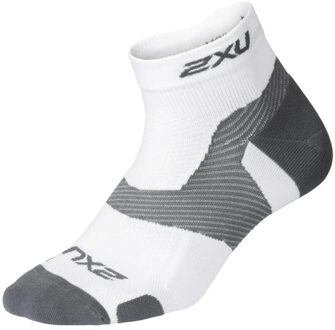 2XU Light Cush Heren Wit/Grijs 1/4 Crew Sokken Grijs/Wit