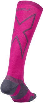 2XU Light Cushion Full Herensokken Hot Pink/Grey Lengte Roze