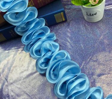 2Yards Rood Wit Royal Blue Chiffon Plisse Lace Trim Verstoorde Stof Dans Jurk Rok Accessoires Hoofddeksels Decoratie Materialen lucht blauw