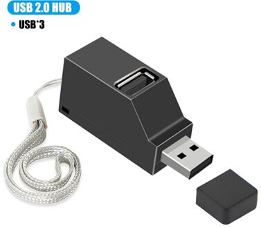 3.0 Usb Hub Laptop Adapter 2.0 Usb Charger Hub 3 Poorten Notebook Splitter Voor Lenovo Pc Computer Accessoires Draadloze Meerdere USB 2.0 zwart