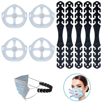 3-10PCS Washable 3D Face Mask Inner Support Frame,Adjustable Ear Strap Accessorie Fixed Extended Face Mask DIY Accessories