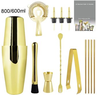 3-12 Stks/set Bar Set Roestvrij Boston Cocktail Shaker Set Barman Kit Shakers Bar Gereedschap Wijn Accessoires G 800 600ML Set12