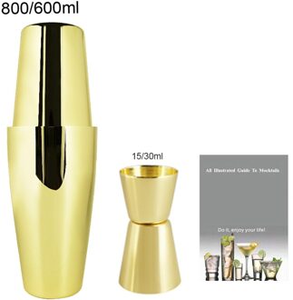3-12 Stks/set Bar Set Roestvrij Boston Cocktail Shaker Set Barman Kit Shakers Bar Gereedschap Wijn Accessoires G 800 600ML Set3