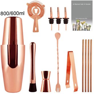 3-12 Stks/set Bar Set Roestvrij Boston Cocktail Shaker Set Barman Kit Shakers Bar Gereedschap Wijn Accessoires RG 800 600ML Set12
