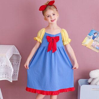 3-12Yrs Meisjes Zomer Jurk Pyjama Nachtkleding Kinderen Baby Katoenen Strik Prinses Jurk Kinderen Homewear Kleding 5(120cm)