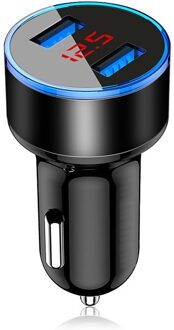 3.1A 5V Dual Usb Car Charger Voor Iphone Xr 11 Pro Max Met Led Display Universele Telefoon Auto-oplader Voor Samsung S20 Plus Tabletten zwart