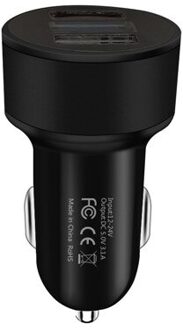 3.1A Auto Laders Led Display Dual Usb-poorten Snelle Mobiele Telefoon Opladen Adapter Voor Iphone 12 11 Pro Samsung Xiaomi huawei Lg zwart nee LED