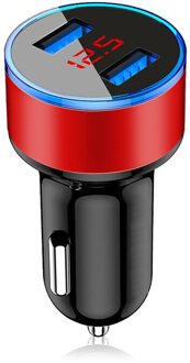 3.1A Dual Usb Autolader Universele Mobiele Telefoon Auto-Oplader Met Led Display Voor Xiaomi Samsung Note S8 Iphone 6 6S 7 8 Plus rood