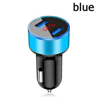 3.1A Dual Usb Car Charger Voor Iphone 12 6S 7 8 11 Tablet Xiaomi Samsung S10 Met Led Display universele Mobiele Telefoon Auto-Oplader blauw