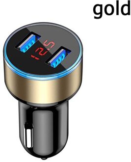 3.1A Dual Usb Car Charger Voor Iphone 12 6S 7 8 11 Tablet Xiaomi Samsung S10 Met Led Display universele Mobiele Telefoon Auto-Oplader goud