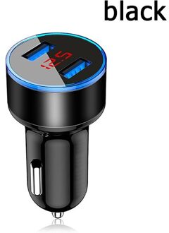 3.1A Dual Usb Car Charger Voor Iphone 12 6S 7 8 11 Tablet Xiaomi Samsung S10 Met Led Display universele Mobiele Telefoon Auto-Oplader zwart