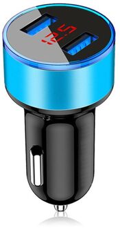 3.1A Dual Usb Lcd Display Auto Usb Lader Voor Iphone 11 12 Xs Max Xr Samsung S20 S10 S9 S8 + S7 S6 Rand Huawei Mobiele Telefoons blauw Car lader