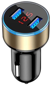 3.1A Dual Usb Lcd Display Auto Usb Lader Voor Iphone 11 12 Xs Max Xr Samsung S20 S10 S9 S8 + S7 S6 Rand Huawei Mobiele Telefoons goud Car lader