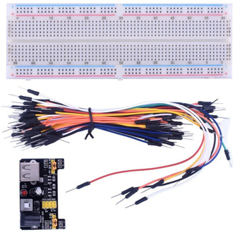 3.3V/5V MB102 Breadboard power module+MB-102 830 points Solderless Prototype Bread board kit +65 Flexible jumper wires