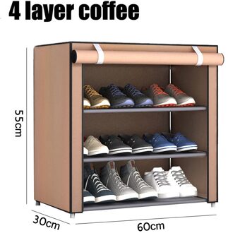 3/4/5/6 Layer Rvs Schoenen Plank Gemonteerd Schoenenrek Kast Schoenen Organizer Stand houder Houden Thuis Nette Schoen Doos 4 laag koffie