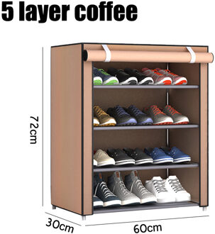 3/4/5/6 Layer Rvs Schoenen Plank Gemonteerd Schoenenrek Kast Schoenen Organizer Stand houder Houden Thuis Nette Schoen Doos 5 laag koffie