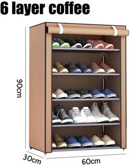 3/4/5/6 Layer Rvs Schoenen Plank Gemonteerd Schoenenrek Kast Schoenen Organizer Stand houder Houden Thuis Nette Schoen Doos 6 laag koffie