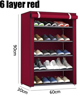 3/4/5/6 Layer Rvs Schoenen Plank Gemonteerd Schoenenrek Kast Schoenen Organizer Stand houder Houden Thuis Nette Schoen Doos 6 laag rood