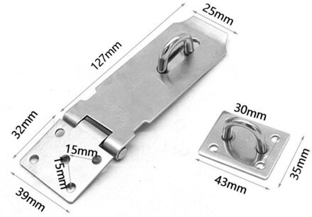 3/4/5 Inch Hangslot Sluiting Gate Hasp Nietje Rvs Installeren Deurslot Shed Klink Huishouden Inbreker-proof Hardware C 5duim