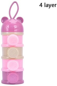 3 / 4 Lagen Baby Beer Stijl Draagbare Babyvoeding Opbergdoos Babymelk Voedsel Doos paars-4 Layers
