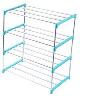 3/4 Lagen Rvs Schoenen Magazijnstelling Schoen Opslag Display Plank Holder Thuis Organizer Kast Plank Houder Schoenen Rekken blauw 4 Layers