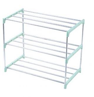 3/4 Lagen Rvs Schoenen Magazijnstelling Schoen Opslag Display Plank Holder Thuis Organizer Kast Plank Houder Schoenen Rekken groen 3 Layers