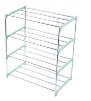 3/4 Lagen Rvs Schoenen Magazijnstelling Schoen Opslag Display Plank Holder Thuis Organizer Kast Plank Houder Schoenen Rekken groen 4 Layers