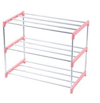 3/4 Lagen Rvs Schoenen Magazijnstelling Schoen Opslag Display Plank Holder Thuis Organizer Kast Plank Houder Schoenen Rekken roze 3 Layers