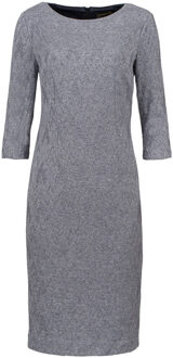 3/4 mouw grijs jacquard jurk met pasvorm - EU 38 / UK 10