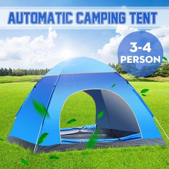 3-4 Persoon Waterdicht Automatische Tent Bluefoldable Outdoor Beach Camping Tent Uv Zon Bescherming Lichtgewicht Dubbele Tent