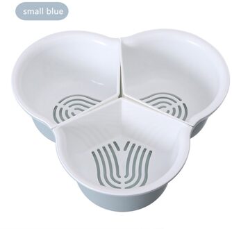 3 4 Raster Tafel Fruit Opslag Kom Keuken Mand Container Kom Metalen Afvoer Rack Fruit Groente Opslag Houder Snack Tray 3 rooster blauw