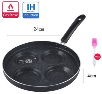 3/4 Vier-Gat Omelet Pan Voor Eieren Non-stick Geen Olie-Rook Ontbijt Grill Pan Kookpot ham Pannenkoek Maker Braadpannen 24CMX4hole A