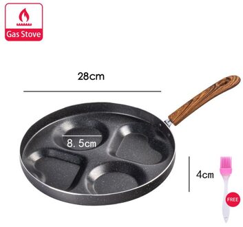 3/4 Vier-Gat Omelet Pan Voor Eieren Non-stick Geen Olie-Rook Ontbijt Grill Pan Kookpot ham Pannenkoek Maker Braadpannen 28CMX4hole A