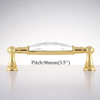 3.5 ''/5.0'' Crystal Meubels Handvatten Gold Lange Bar Deur Kast Handvatten Lade Trekt Keuken Kast Knoppen doorzichtig 96mm