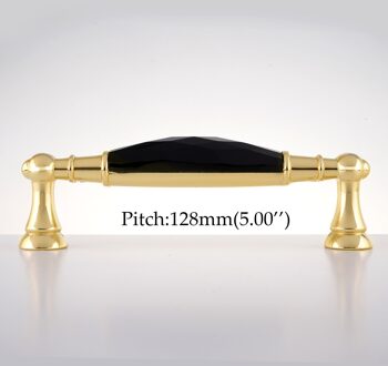 3.5 ''/5.0'' Crystal Meubels Handvatten Gold Lange Bar Deur Kast Handvatten Lade Trekt Keuken Kast Knoppen zwart 128mm