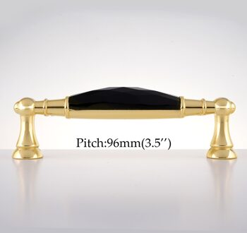 3.5 ''/5.0'' Crystal Meubels Handvatten Gold Lange Bar Deur Kast Handvatten Lade Trekt Keuken Kast Knoppen zwart 96mm