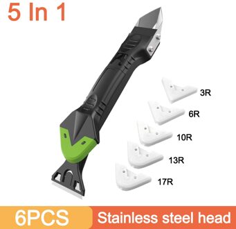 3/5 In 1 Siliconen Remover Kalefateren Finisher Kit Plastic Hoek Gladde Vloer Schraper Multifunctionele Grout Kit Tools Accessoires 5 in 1 Metal hoofd