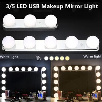 3/5 Led-lampen Usb Traploze Spiegel Licht Vanity Light Kleur Temperatuur Verstelbare Make Up Lights Touch Schakelaar 5 LEDs Bulbs