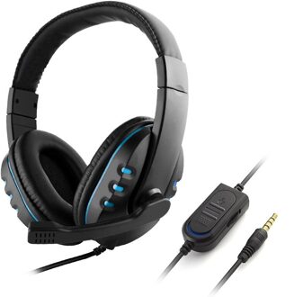 3.5 Mm Wired Oortelefoon Headset Laptop Computer Hoofdtelefoon Stereo Muziek Gaming Hoofdband Headset Met Microfoon Voor PS4/XBOX-ONE/pc zwart blauw