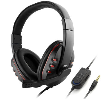 3.5 Mm Wired Oortelefoon Headset Laptop Computer Hoofdtelefoon Stereo Muziek Gaming Hoofdband Headset Met Microfoon Voor PS4/XBOX-ONE/pc zwart rood