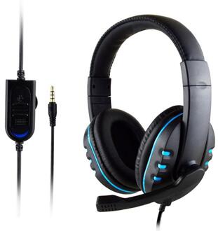 3.5Mm Gaming Hoofdtelefoon Verstelbare Deep Bass Stereo Pc Gamer Over Ear Wired Headset Met Microfoon Voor PS4 Xbox Een pc Smartphone blauw