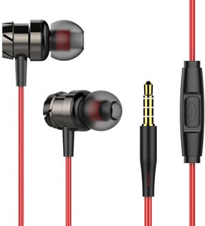 3.5Mm Hifi Super Bass Headset In-Ear Wired Oortelefoon Stereo Oordopjes Hoofdtelefoon Wired Voor Samsung Xiaomi Computer rood