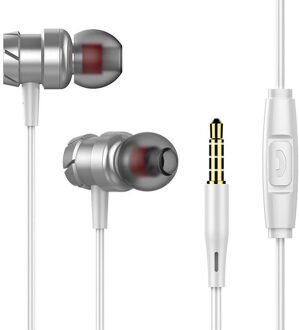 3.5Mm Hifi Super Bass Headset In-Ear Wired Oortelefoon Stereo Oordopjes Hoofdtelefoon Wired Voor Samsung Xiaomi Computer zilver